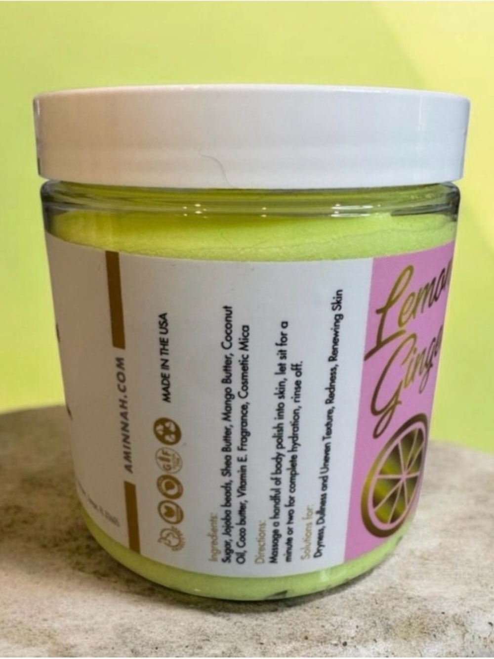 AMINNAH Lemon Ginger Sugar Polish - 8oz NWT - Picture 2 of 2
